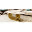 Table basse moderne ovale pour le salon, plateau de table en pierre frittée à motif marbré avec base en acier inoxydable doré de 47,2 po