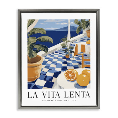 Classic Italian Summer Sea  Framed Floater Canvas Wall Art, design by Lettered and Lined