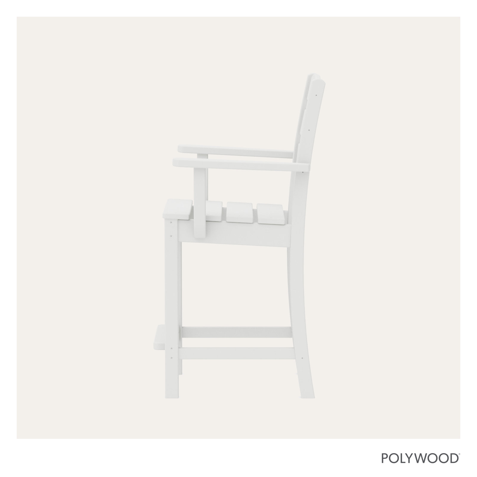 POLYWOOD® Lakeside Counter Patio Bar Stool, White