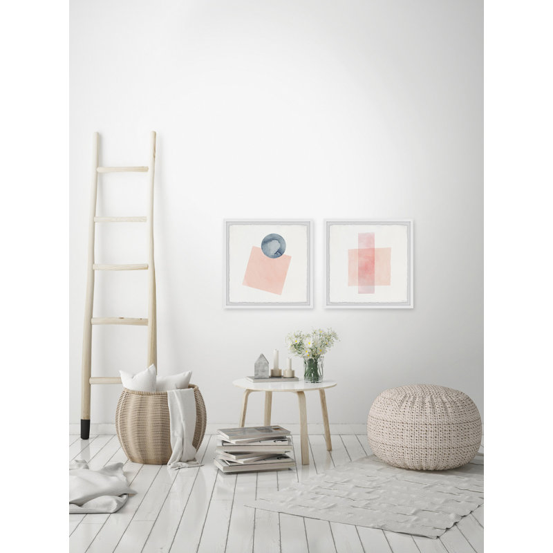 32" x 32" Abstract Canvas Art in Soft Pink and Blue