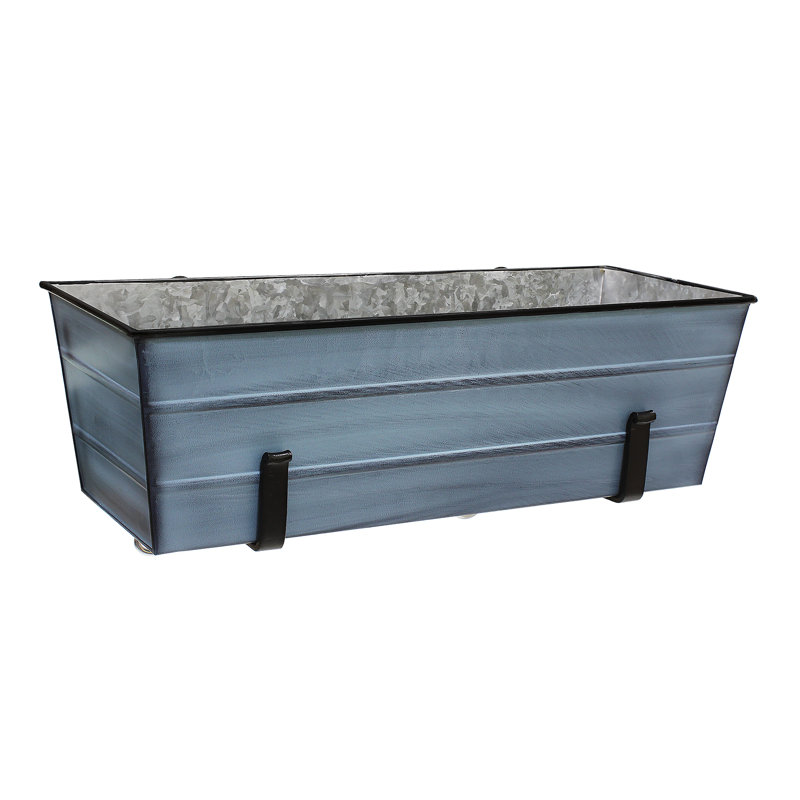 Metal Window Box Planter, Nantucket Blue, 8"H x 22"W x 8"D