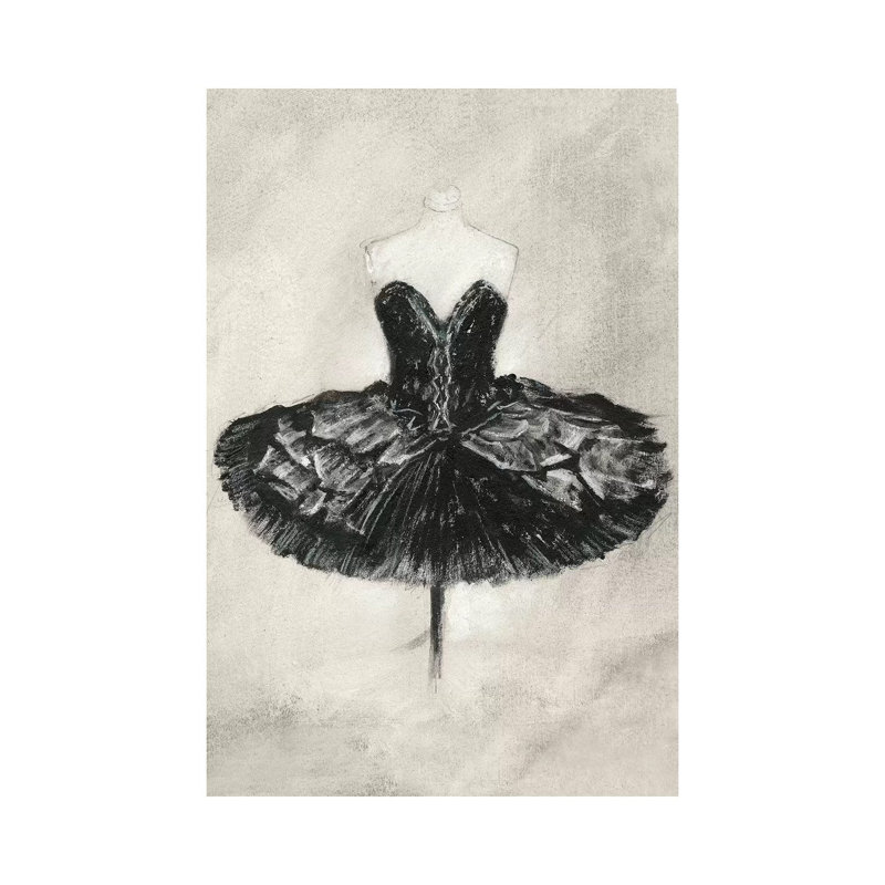 « Black ballet dress I » par Ethan Harper, reproduction d’art, H 18 po x l 12 po x 1,5 po, Toile tendue, Pas de tapis