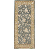 Hand Knotted Oriental Area Rug in Medium Blue/Beige