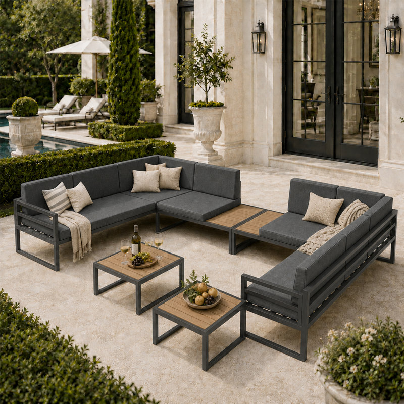  6-Piece Patio Furniture Set Aluminum Outdoor Conversation Sofa Sectional Bench With 𝗪𝗮𝘁𝗲𝗿𝗽𝗿𝗼𝗼𝗳 𝗙𝘂𝗿𝗻𝗶𝘁𝘂𝗿𝗲 𝗖𝗼𝘃𝗲𝗿
