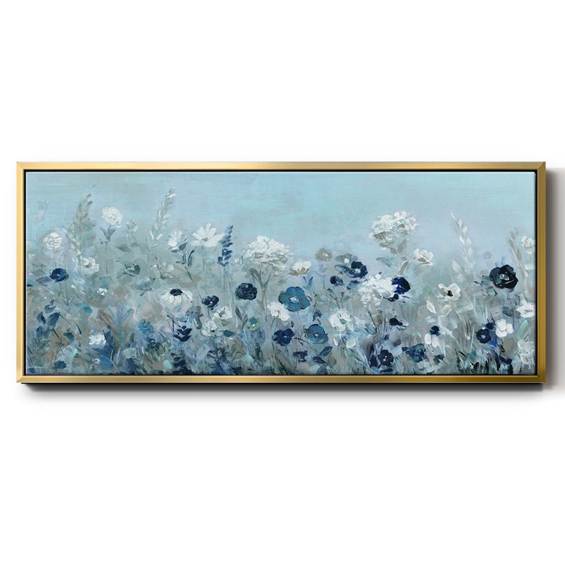 Teal Light Garden- Framed Canvas, 20" H x 50" W