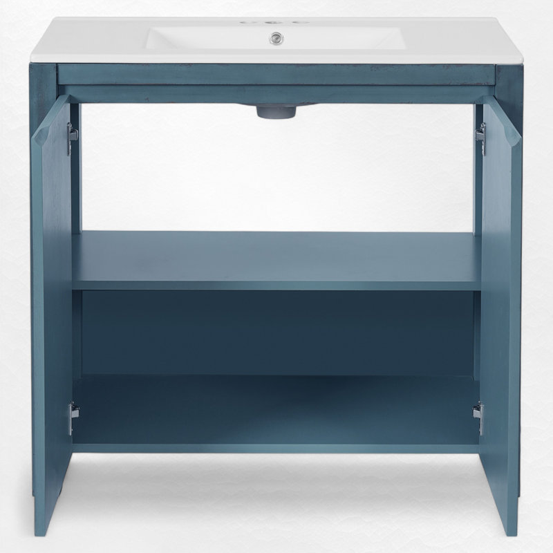 Ensemble de meuble-lavabo simple 36 po, Bleu rétro