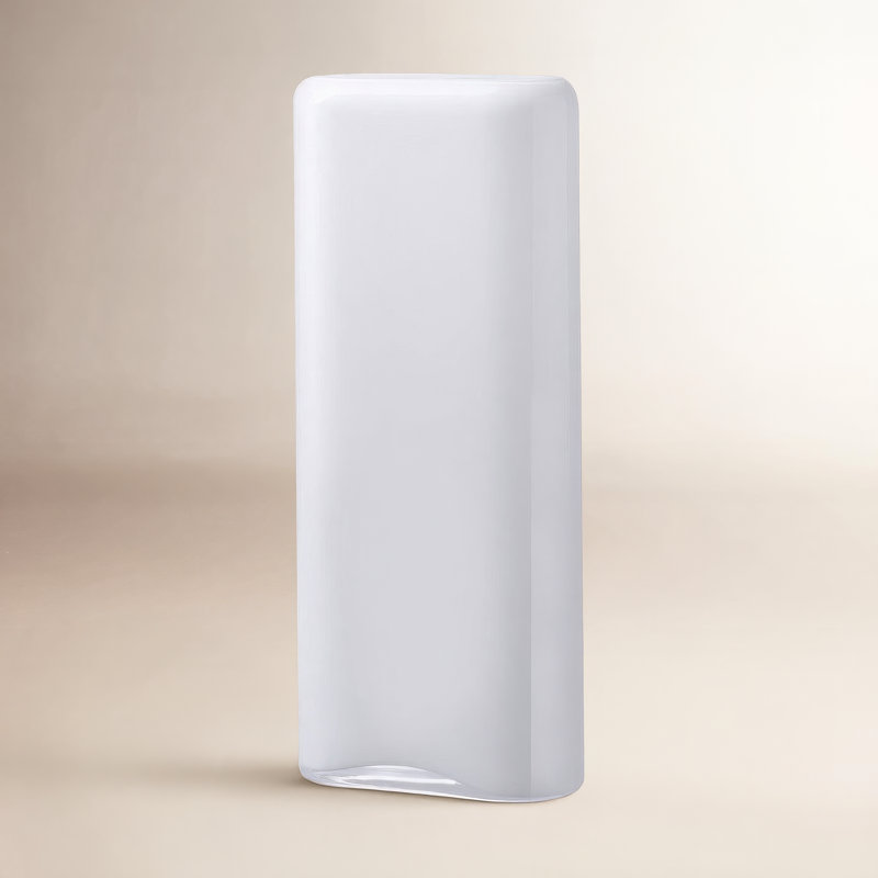 Layers Handmade Lead Free Crystal Table Vase, Opal White, 12.81" H x 5.43" W x 3" D