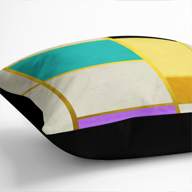 Abstract Lines Square Throw Cushion, Black, 55cm H x 55cm W x 20cm D
