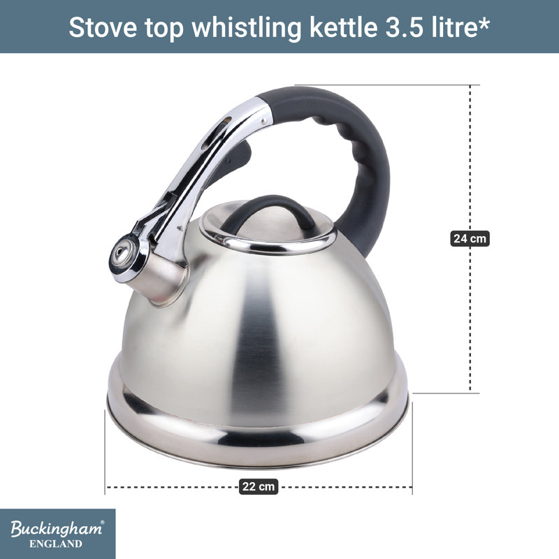 Buckingham Stainless Steel Stovetop Whistling Kettle Induction Compatible 3.5 Litres  