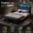 Tryston Queen Size Bed Frame With Footstool,upholstered Headboard,led Lights,Gray-1601692919-1601692874