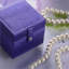 Boîte de rangement pour bijoux, voyage carré 4 po | Bleu azur | Similicuir