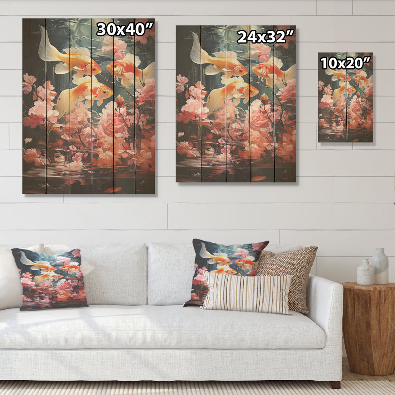 Minimalisme, aquariums, poissons I - aquariums, art mural sur bois de pin naturel, H 20 po x l 10 po