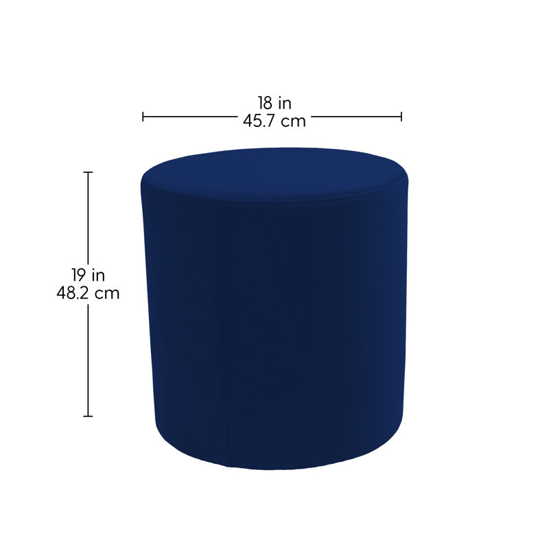 18 inch Round Everyday Microfiber Ottoman, 19 inch Height, Navy