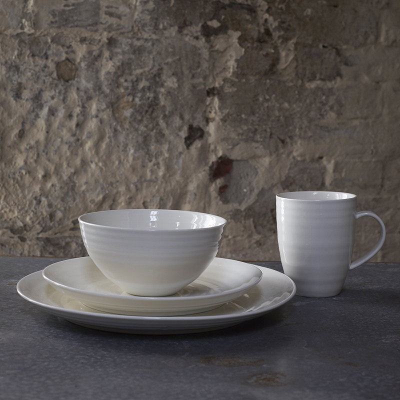 Canvas Home Daniel Smith Porcelain 4 Piece Dinnerware Set, Service For 1, Ivory