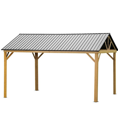12'X14' Gazebo For Lawns. Metal With Yellow Finish. Fade, Stable & Construction Backyard Patio - , Rainproof  Yellow