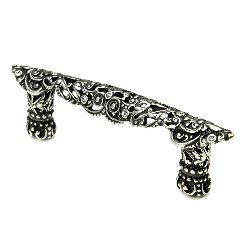 Juliane Grace 4 inches c.c. pull with Swarovski Clear Crystals in Antique Brass, Silver, 3"