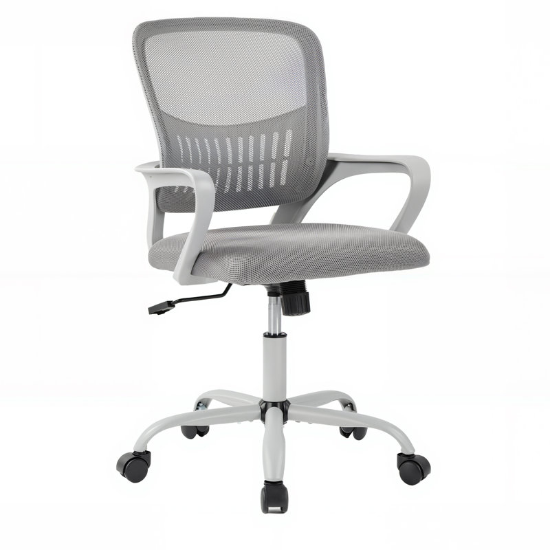 Chaise de travail ergonomique en filet avec accoudoirs fixes, Noir, Noir