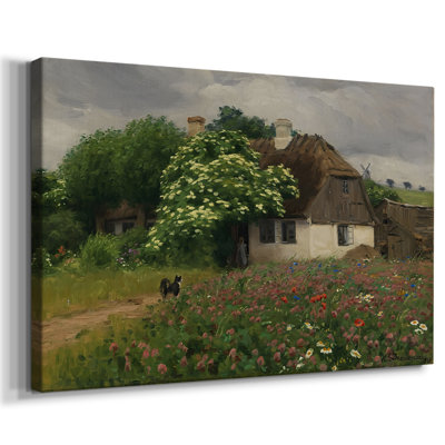Idyllic Farmhouse with Blooming Elderberry-Hans Andersen Brendekilde-Gallery Wrapped Canvas-c. late 19th / early 20th Century