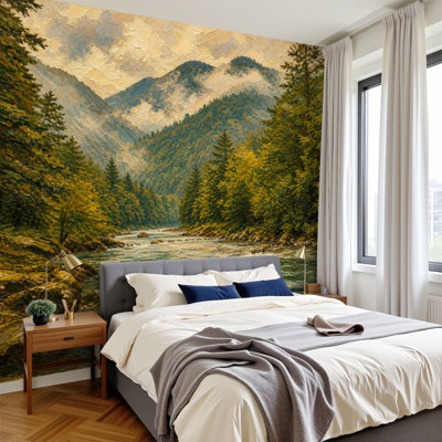 Papier peint adhésif auto-adhésif moderne pour la chambre à coucher L 69 po x l 96 po Peel and Stick