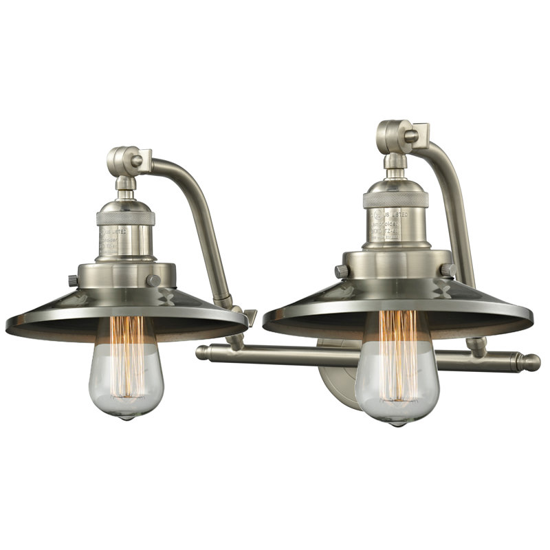 Éclairage pour meuble-lavabo 2 lumières Kenia, Nickel satiné brossé, Ampoule non incluse