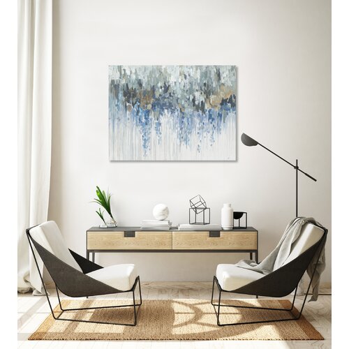 Ebern Designs Blue Waves Abstract On Canvas Wall Art & Reviews | Wayfair