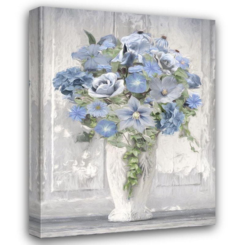 «Red Barrel Studio® Deiter, Lori», art sur toile tendue sous le titre «Blue Floral Bouquet», H 36 po x l 28 po