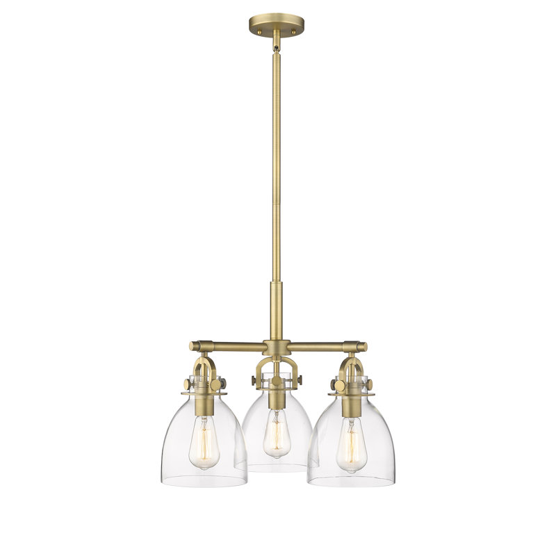 Luminaire suspendu sur tige 7 lumières Sloatsburg, Laiton brossé, Transparent