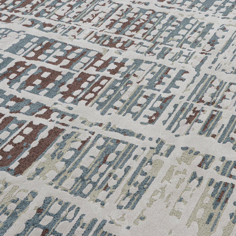Minturn Hand-Tufted High Low Textured Indoor Rug Geometric Balsam Green, Rectangle 5' x 8'