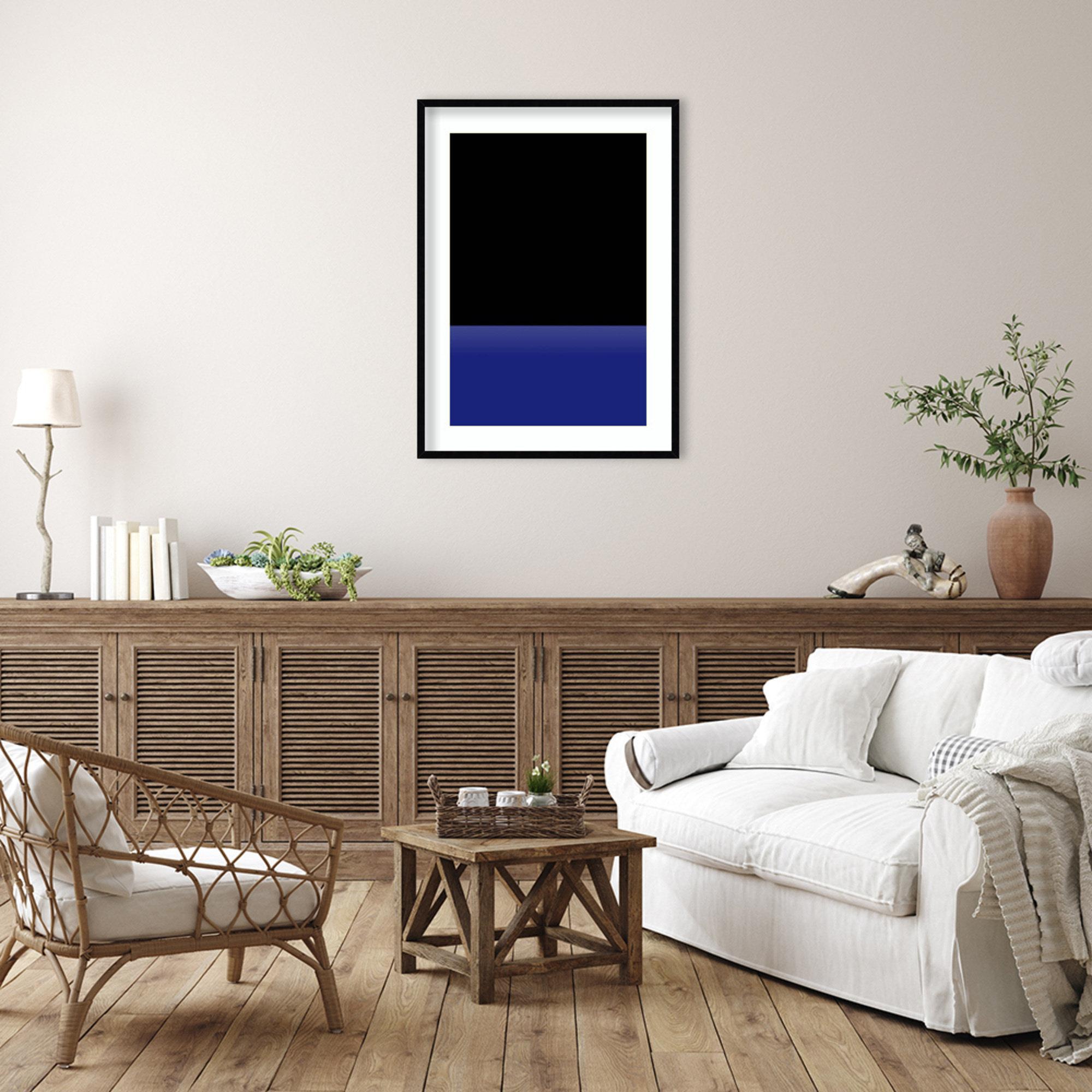 Sea by Alex Caminker Wood Framed Wall Art Print, 41" H x 30" W, Black 