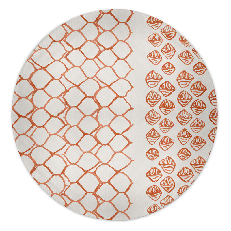 Chenille Geometric Indoor Rug, Round 5'