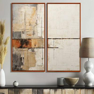 Abstract Beige Brown Road Collage III - Beige Wall Art