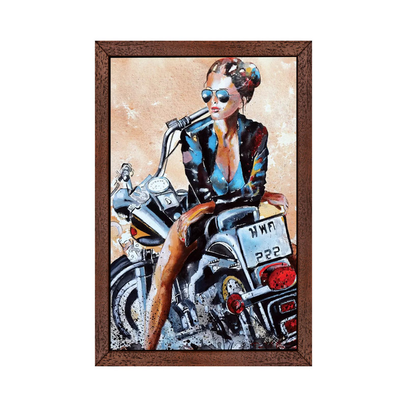 Let's Do It 1 Piece Floater Frame Painting on Canvas, Brown Framed