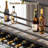 2-in-1 Hanging & Wall-Mounted Wine Rack with Glass Holders, 3-Tier Industrial Bar Shelves with LED Light, Metal Wine Bottle & Glass Rack with Fence Design for Home, Bar, Kitchen