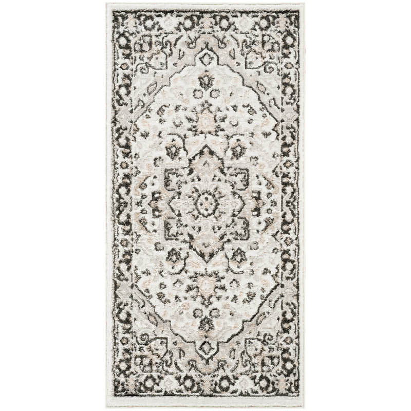 Lafever 2' x 4' Ivory Charcoal Vintage Indoor Rug, Runner 2' x 4'