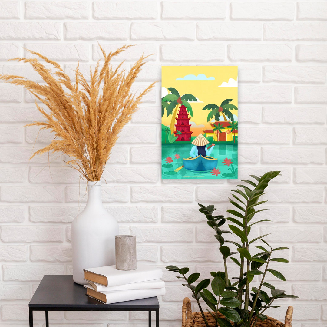 Vietnam Peaceful Serene Tranquil Palm Tree Lotus Flower Forest Wall Art Print