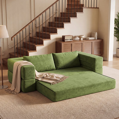 Boneless Convertible Floor Sofa Bed, 3 In 1 Compression Sofa With 2 Throw Pillows, No Assembly Required