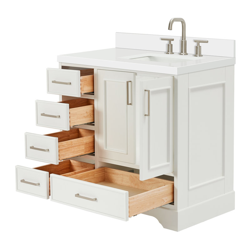 Meuble-lavabo simple avec plateau Abshire 37, Blanc