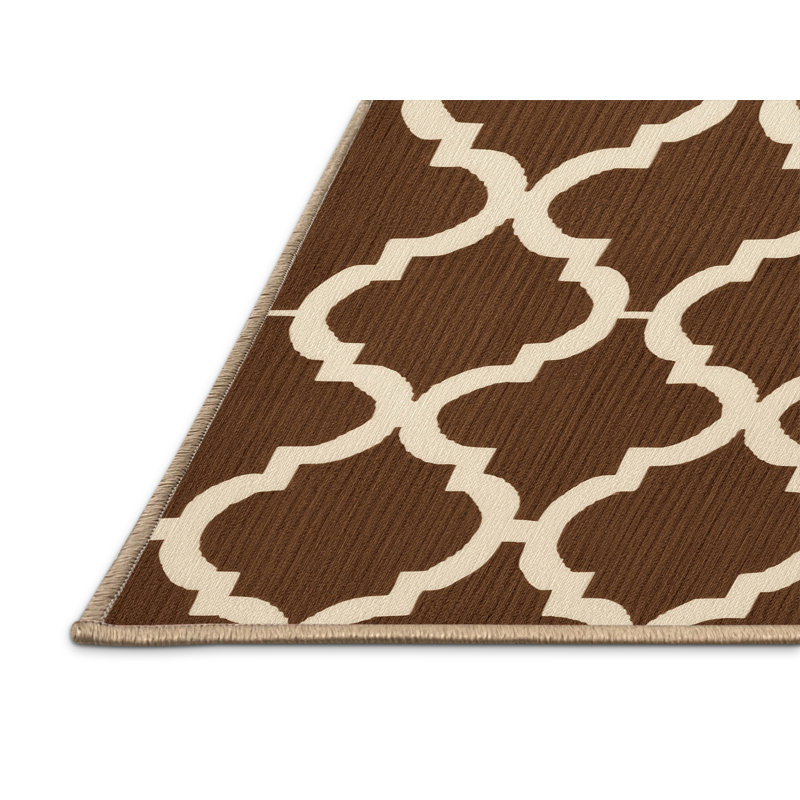 Machine Washable Trellis Brown Area Rug, Square 7'