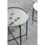 Ensemble de 2 tables d'appoint en fer doré et noir avec plateau en verre