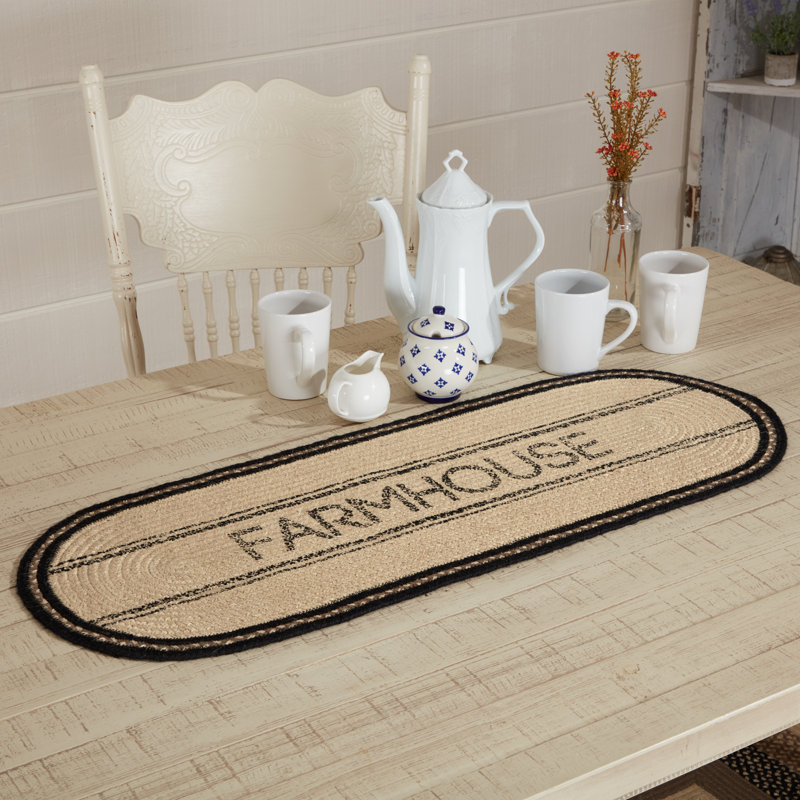Surikova Striped Oval Table Runner, 13" L x 36" W