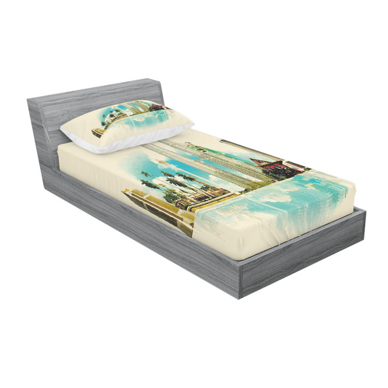 Ensemble de draps East Kuala Lumpur Cityscape, Ensemble de draps pour lit simple TG avec drap-hou