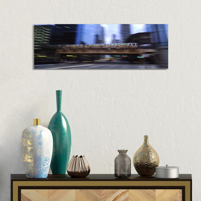 Electric Train Crossing A Bridge - Wrapped Canvas Panoramic Print
