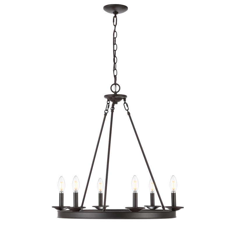 Narron 6 - Light Dimmable Wagon Wheel Chandelier, Oil Rubbed Bronze