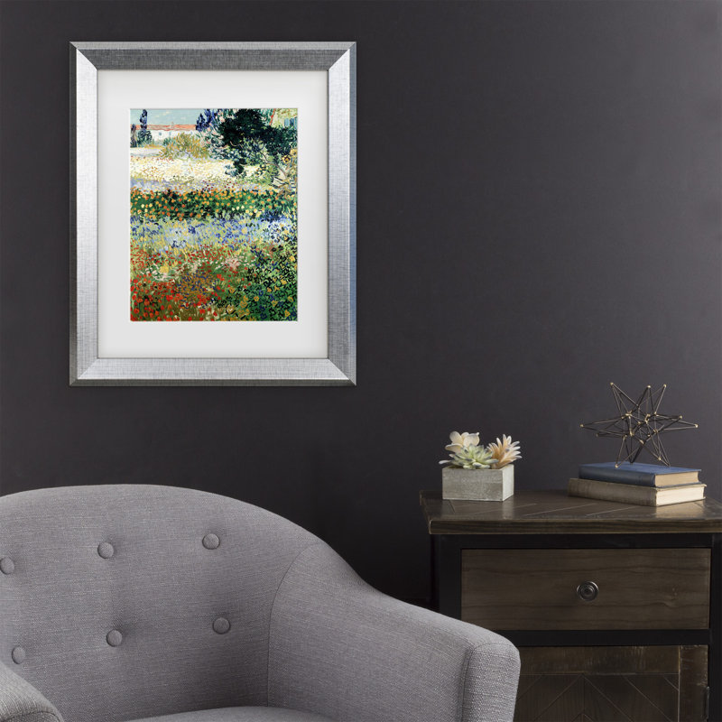  Art mural encadré - Décoration murale «Garden in Bloom» par Vincent Van Gogh, 23.5" H x 19.5" W, Cadre argenté