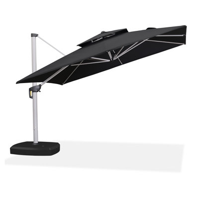 132'' Square Cantilever Umbrella With Wheeled Base,Black