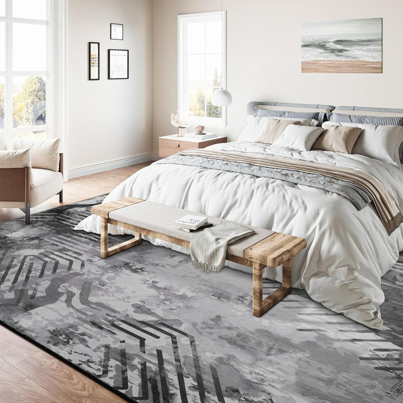 Groner Modern Abstract Carpet Indoor Washable Rug Non-Slip Soft Small Area Rug Thin Print For Home Decor, Rectangle 6' x 9'