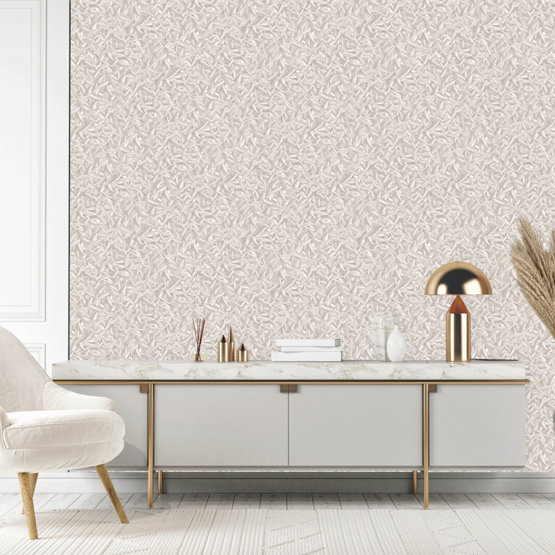 Rouleau de papier peint texturé Air Collection Leaves Sheen, Blanc / Blanc
