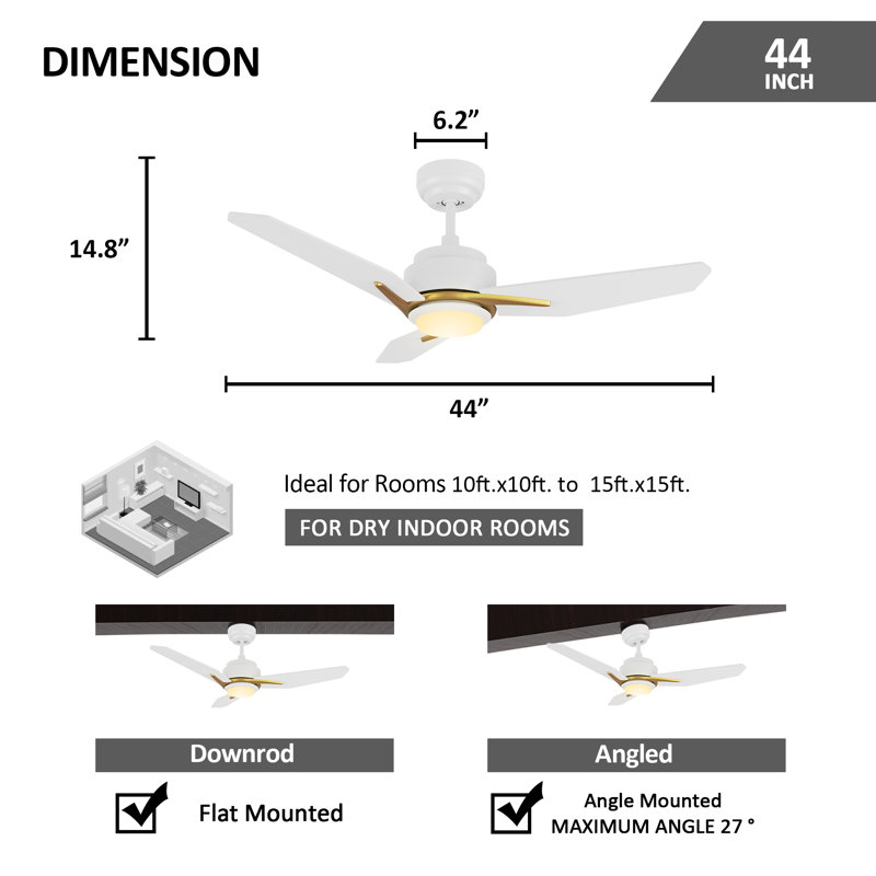 44'' Ceiling Fan with LED Lights