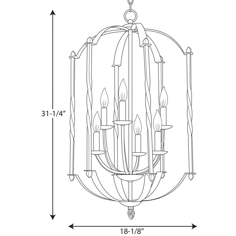 Mehl 6 - Light Dimmable Lantern Classic / Traditional Chandelier