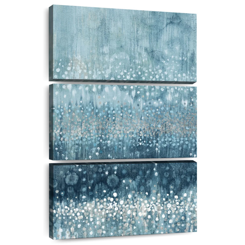 Avery Rain Abstract II Blue Silver, 38" H x 24" W